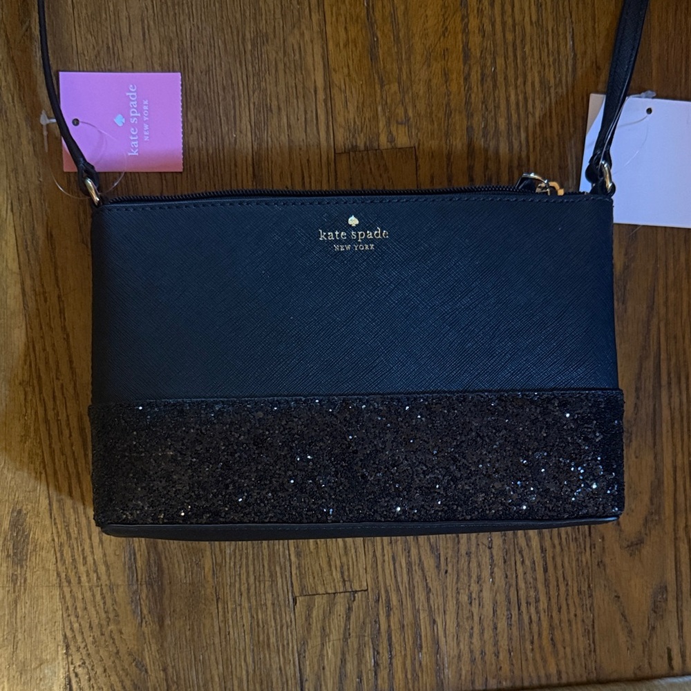 Kate Spade Black and Glitter Crossbody Bag